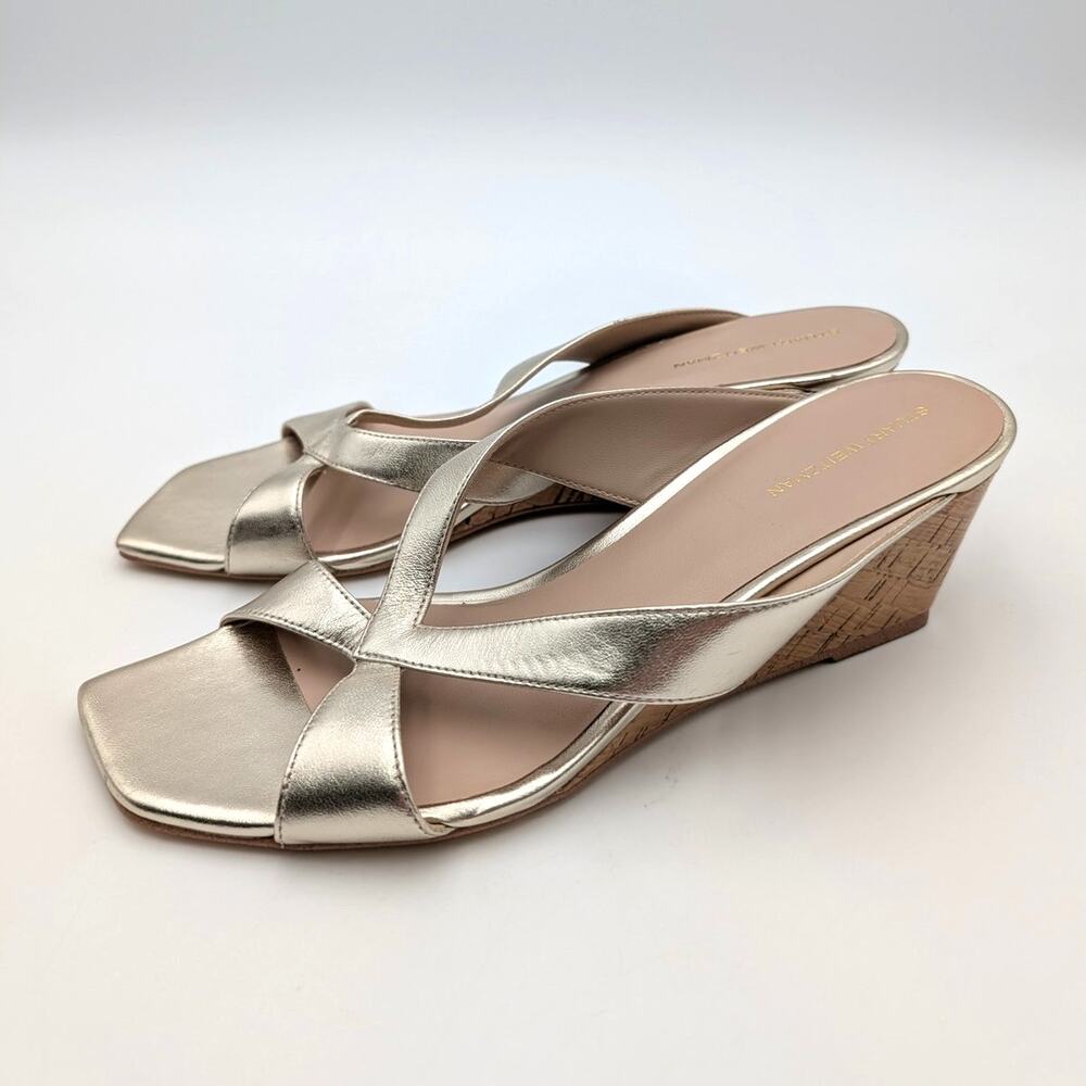 Stuart Weitzman Miami 50 Wedge Sandals Women's Palatino Gold Size US10B EU40.5